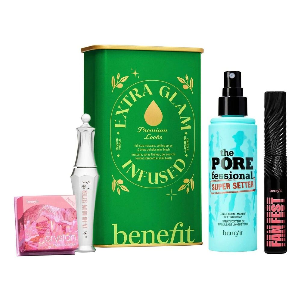 Benefit Extra Glam Infused Premium Looks 4 PC Full-Face Beauty Set Kit *NEW